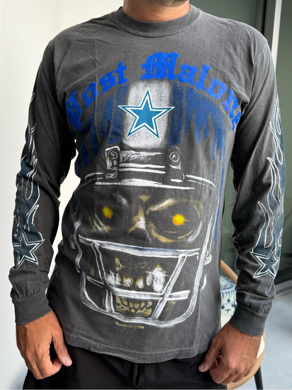 NFL Blue and Gray Post Malone Long Sleeve Shirt